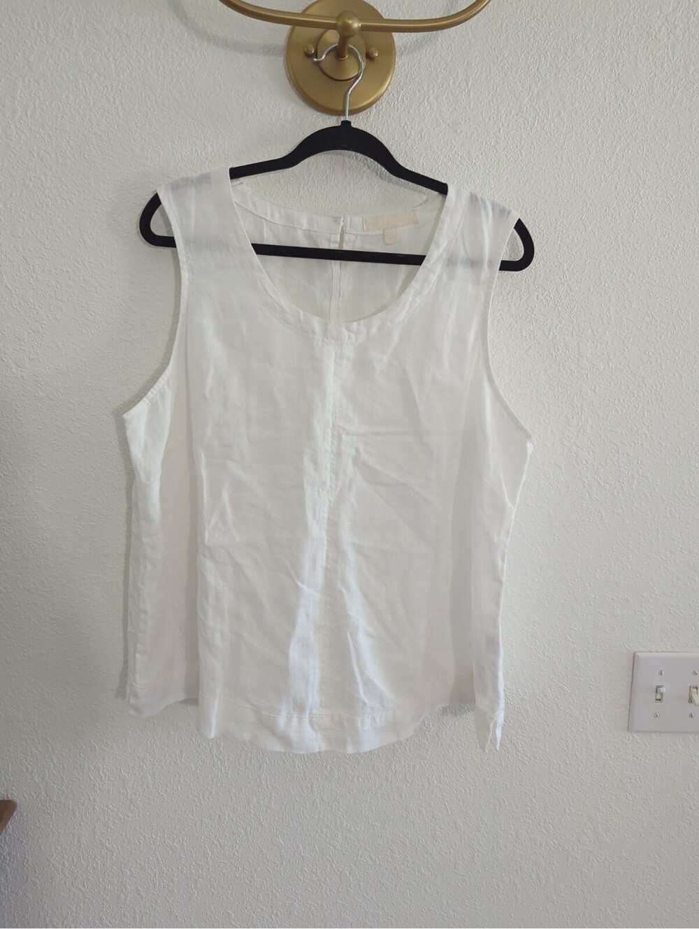 Seasalt Lighthouse Station White 100% Linen Vest Top Size 16